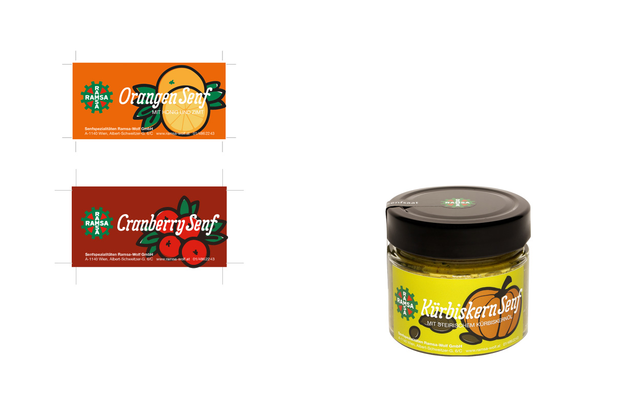 Products and packaging: Ramsa-Wolf Senfetiketten Products and packaging: Ramsa-Wolf Senfetiketten
